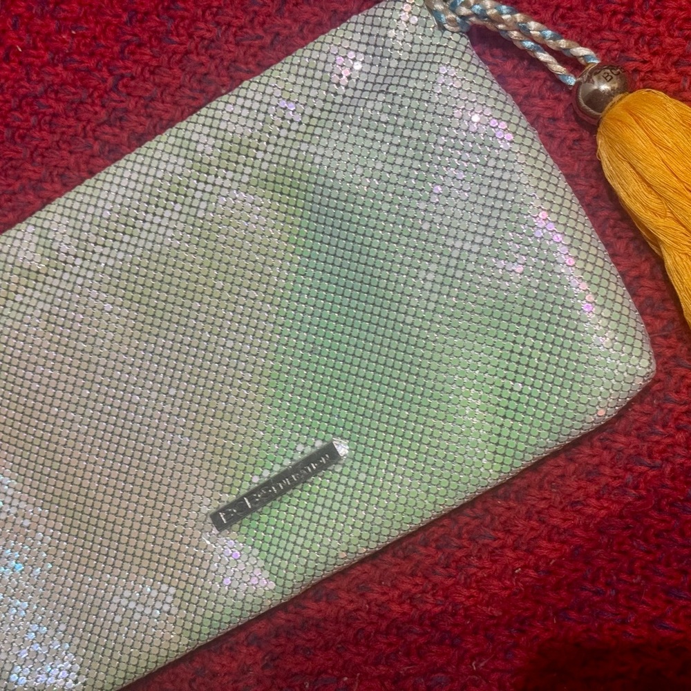 Sequin Clutch Bag - iridescent white silver